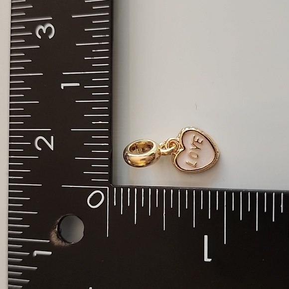 Last One Love Gold Light Pink Enamel Heart Charm - Picture 3 of 4